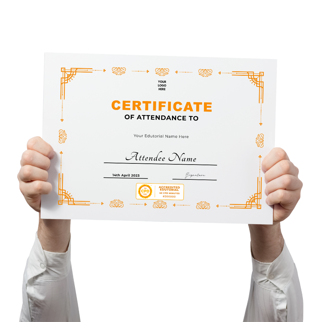 Branded accredited CPD Certificate for Edutorial