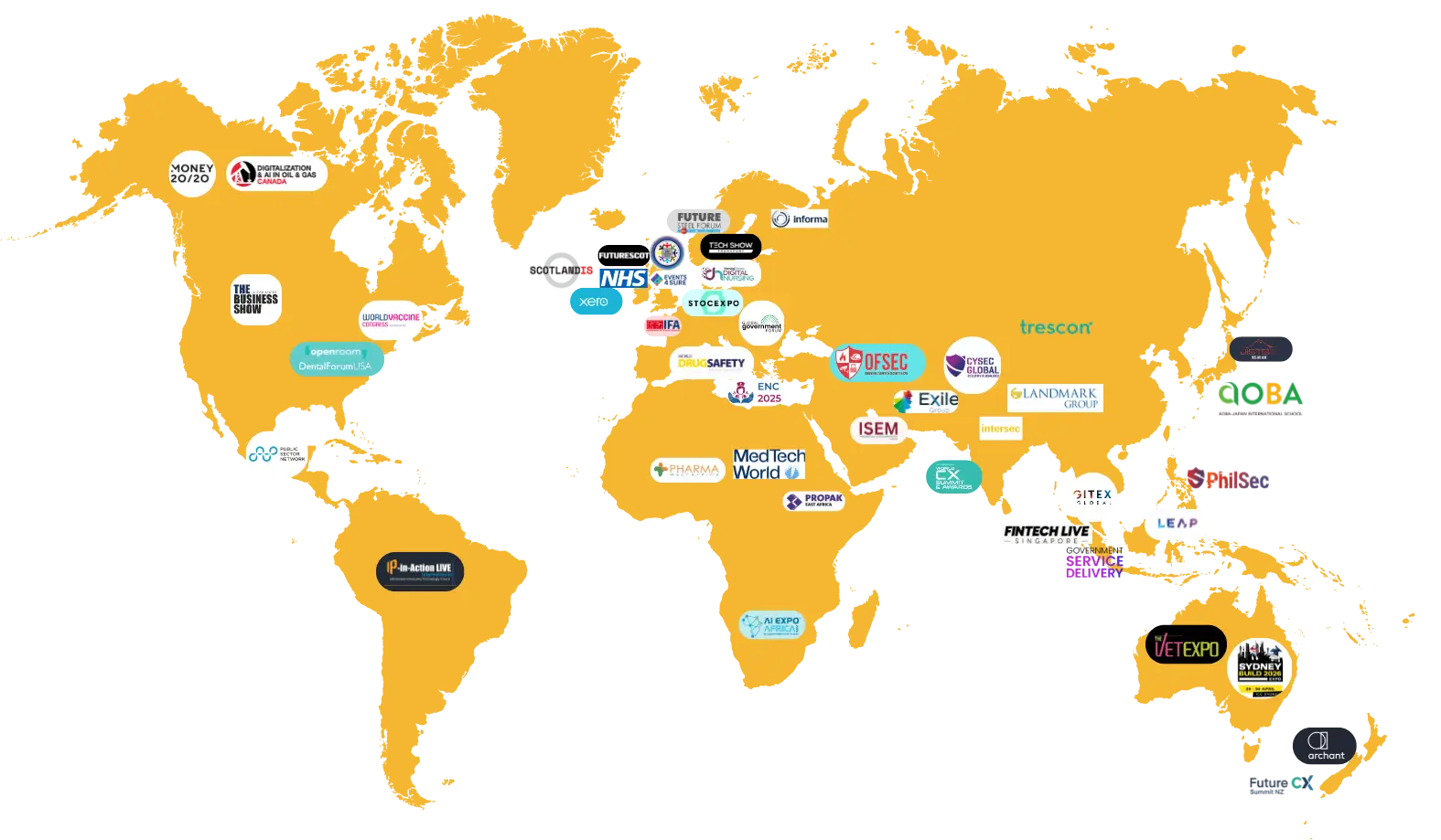Map of global cpd accredited events by the cpd group