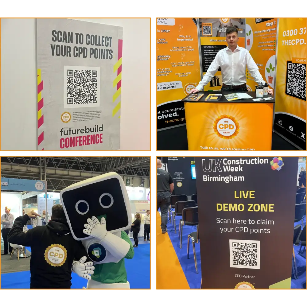 The CPD Group team at accredited events with QR codes